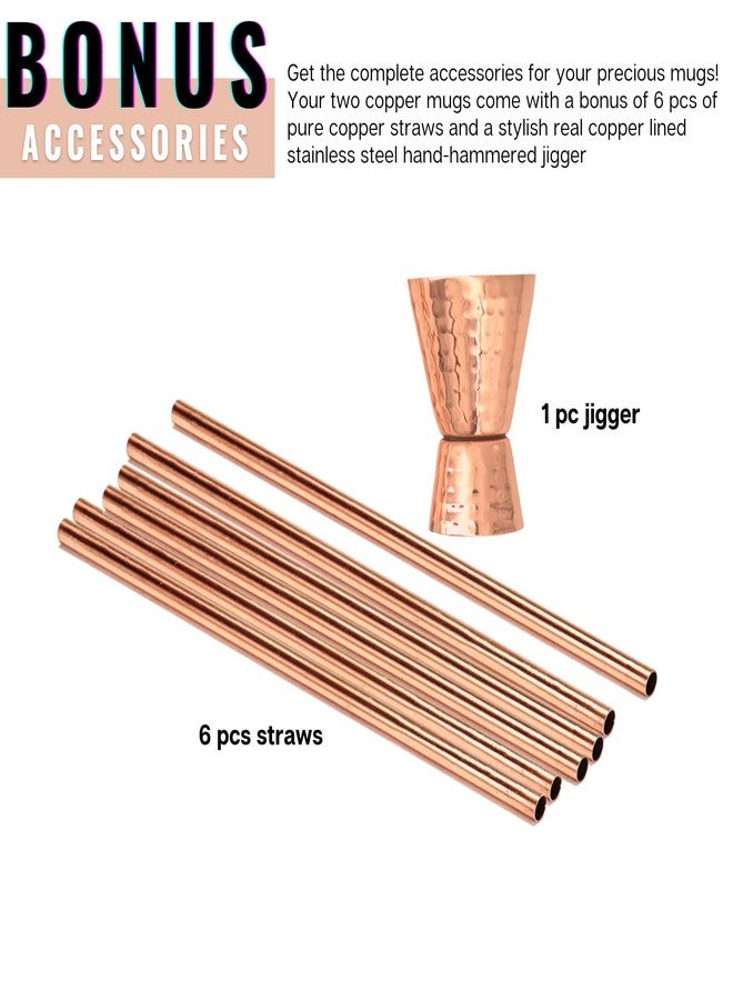 Kitchen Science [Gift Set] Moscow Mule Mugs, Stainless Steel Lined Copper Moscow Mule Cups Set of 6 (18oz) w/Straws, Jigger, Spoon & Brush | Tarnish-Resistant Stainless Steel Interior - Image 3